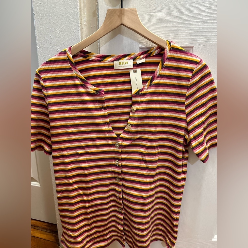 Maeve by Anthropologie striped ribbed blouse